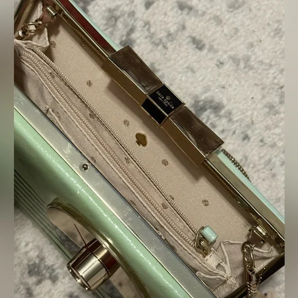 Kate Spade RARE Samira Radio Mint Green Clutch Crossbody - Picture 8 of 16